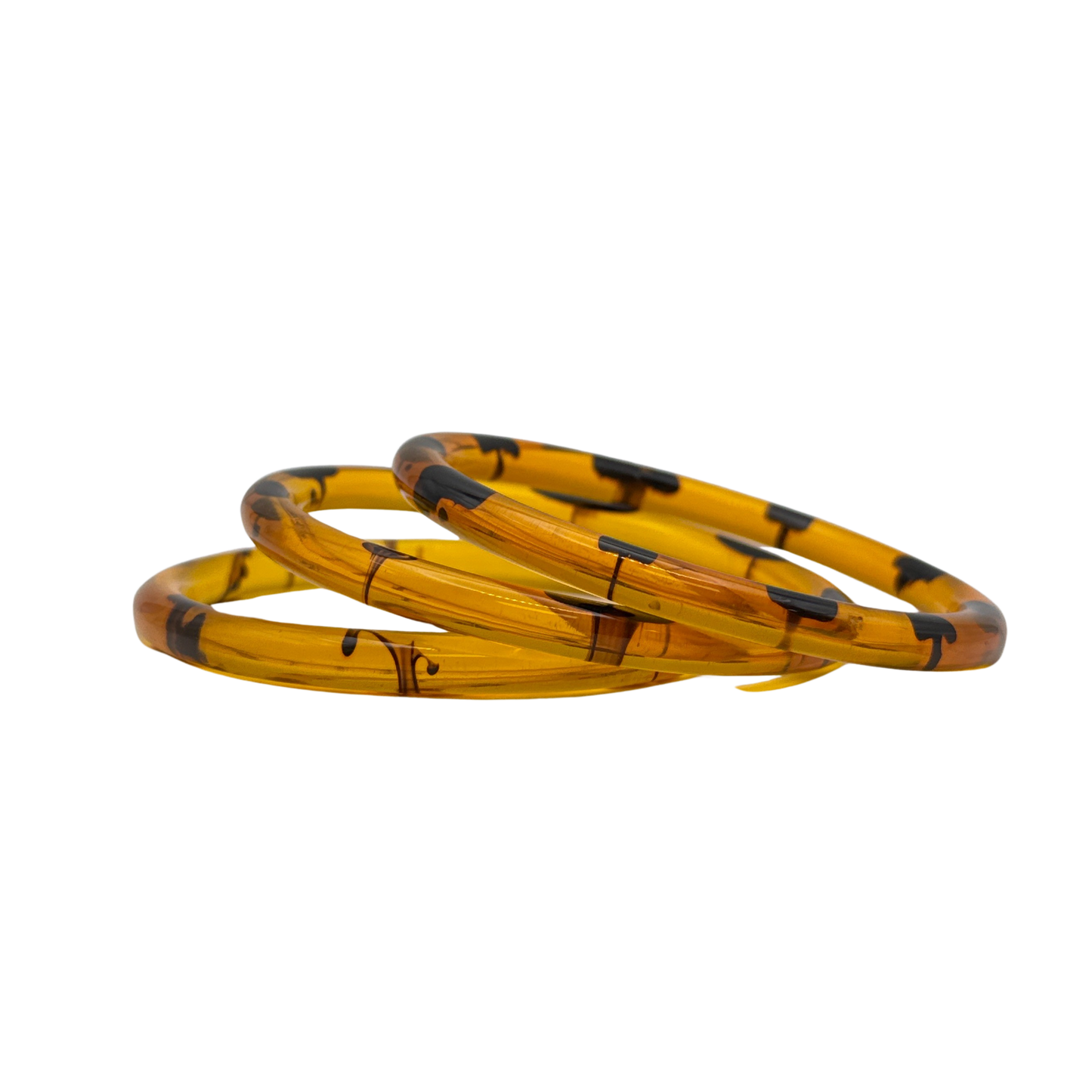 Translucent Amber Lucite Resin Bangle Set