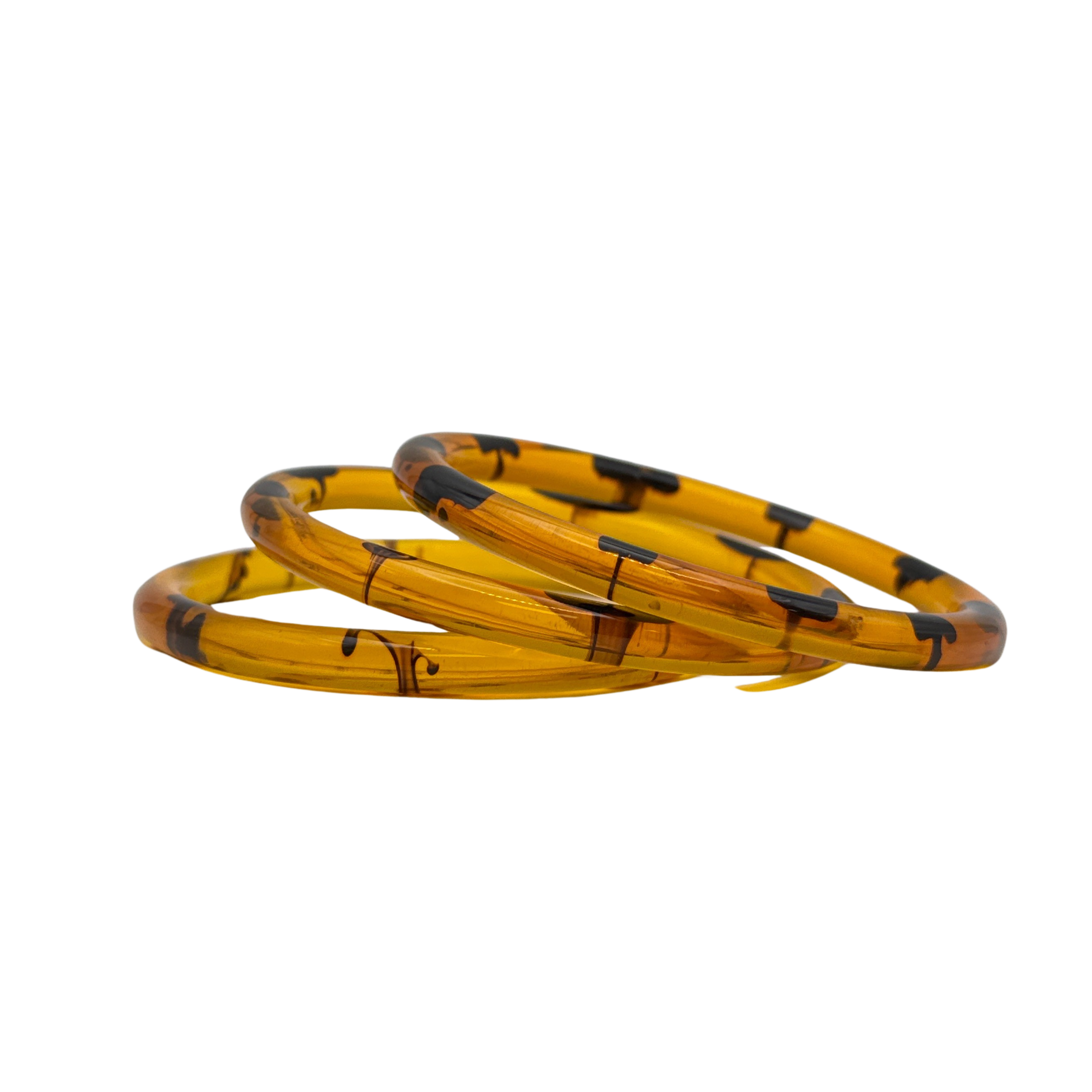 Translucent Amber Lucite Resin Bangle Set