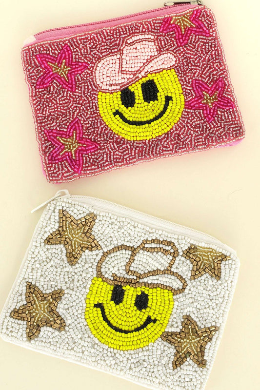 "Smiley Face Cowgirl" Beaded Coin Purse