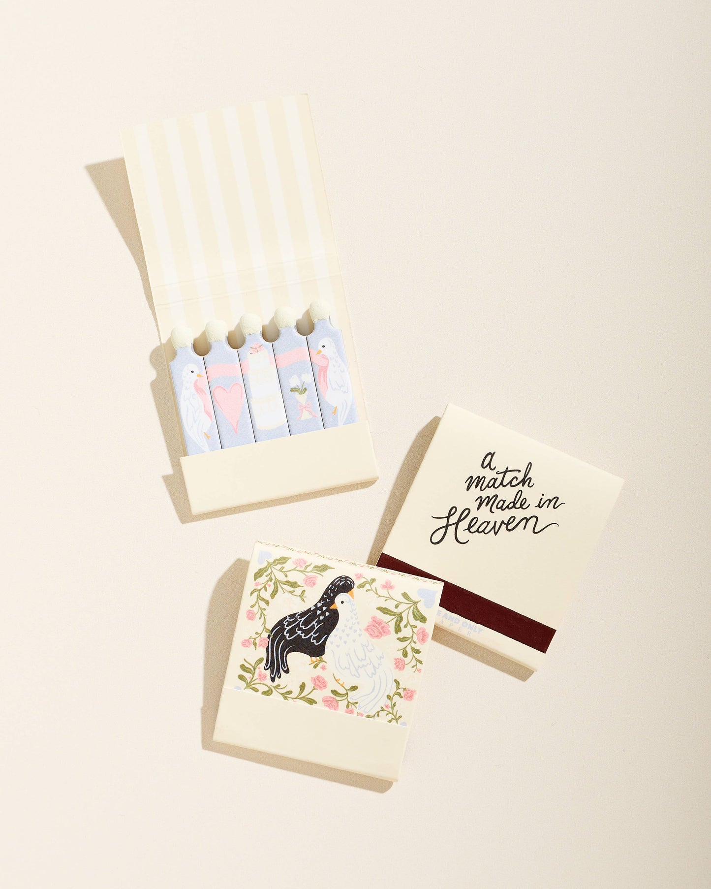 "Match Made In Heaven"  Love Birds Stem Matchbook