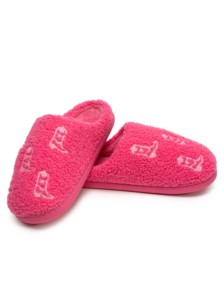 Pink Cowgirl Boots Home Slippers