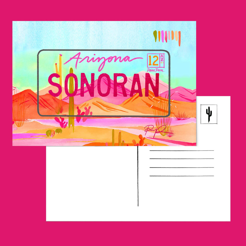 Arizona Desert License Plate Postcard