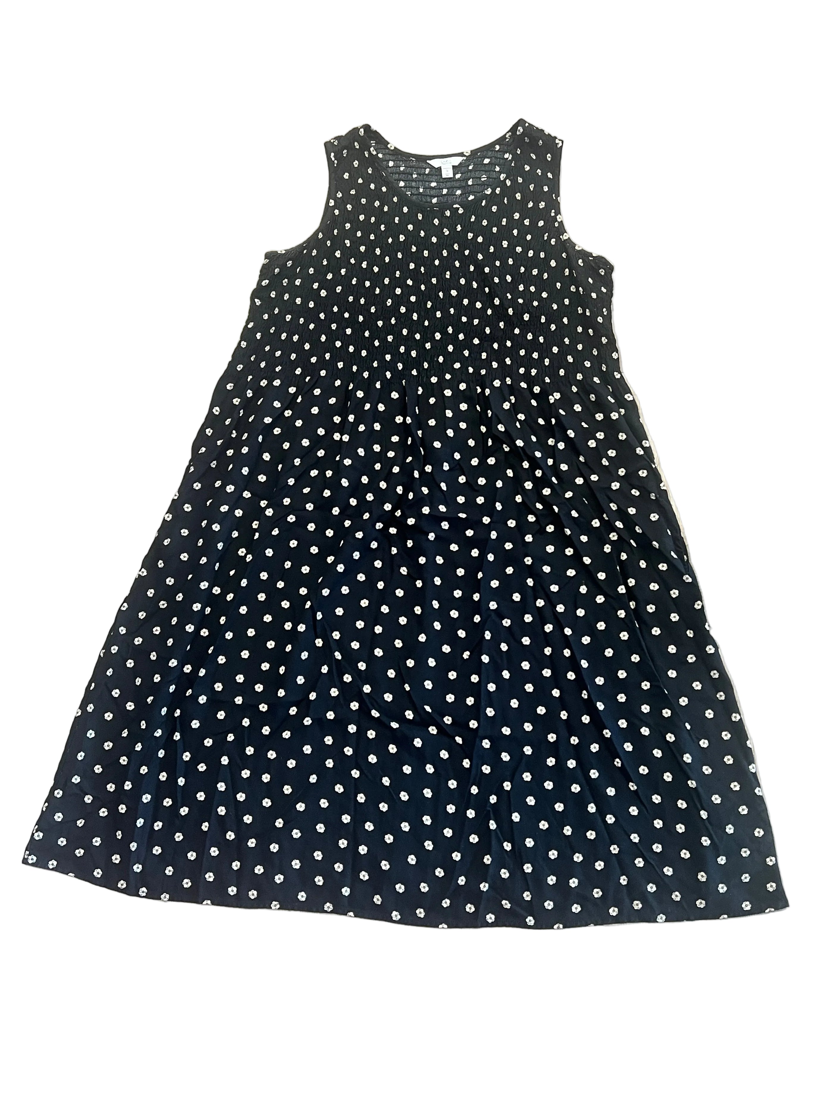 Black Polka Dot Floral Sleeveless Midi Dress