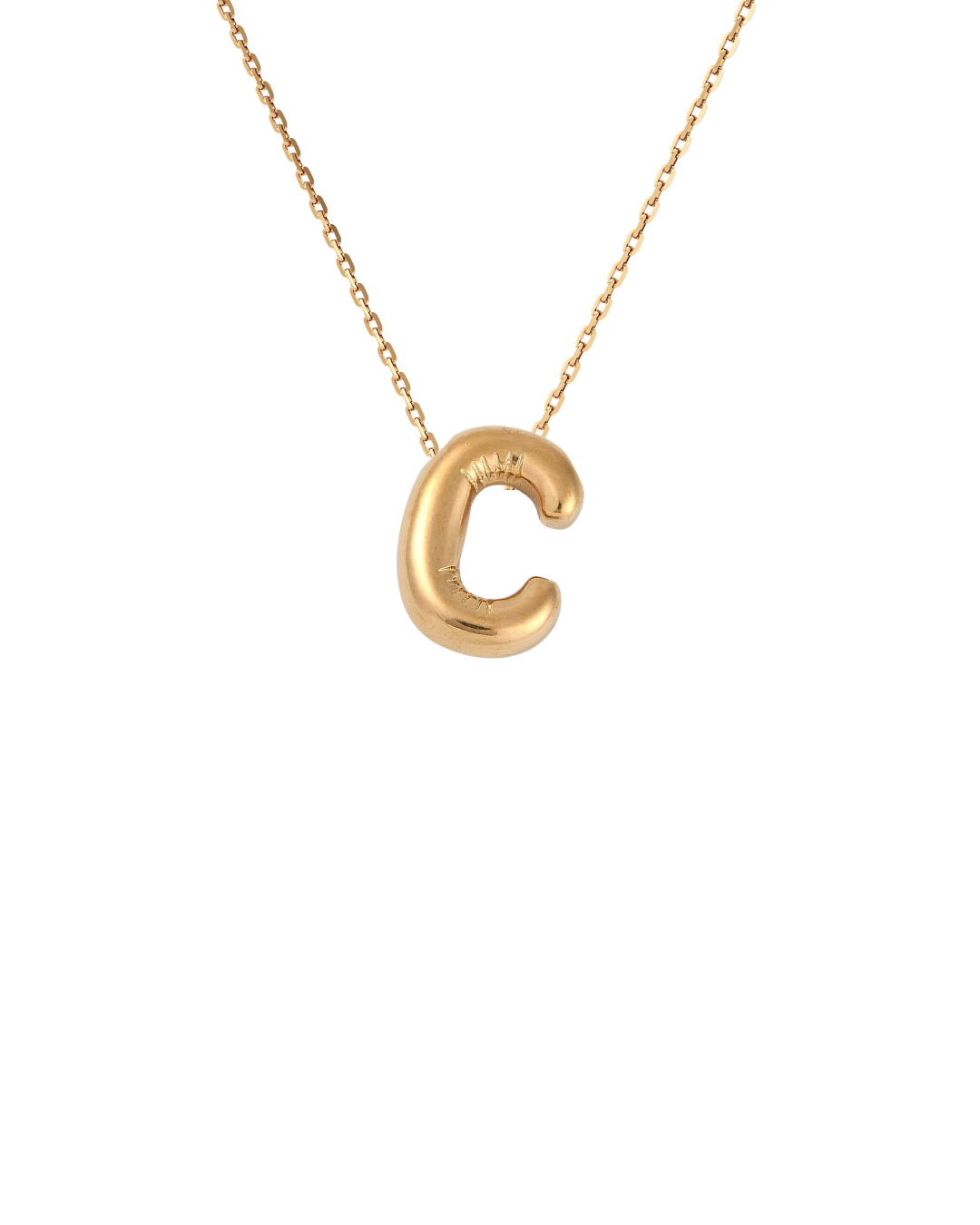 Gold Bubble Letter Charm Necklace | Personalized Initial Jewelry