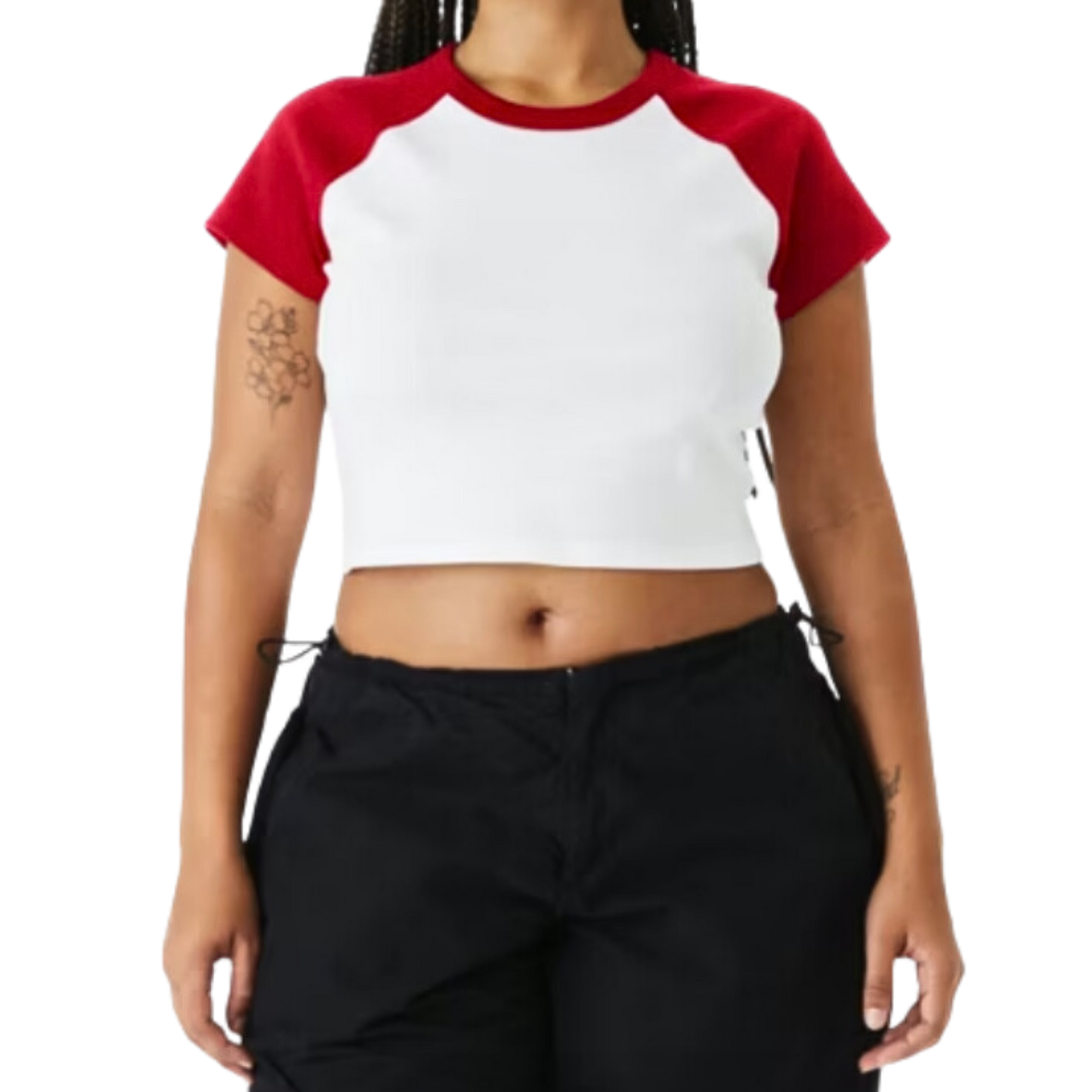 Custom Embroidered Baby Tee (Red Cropped Baseball Tee)