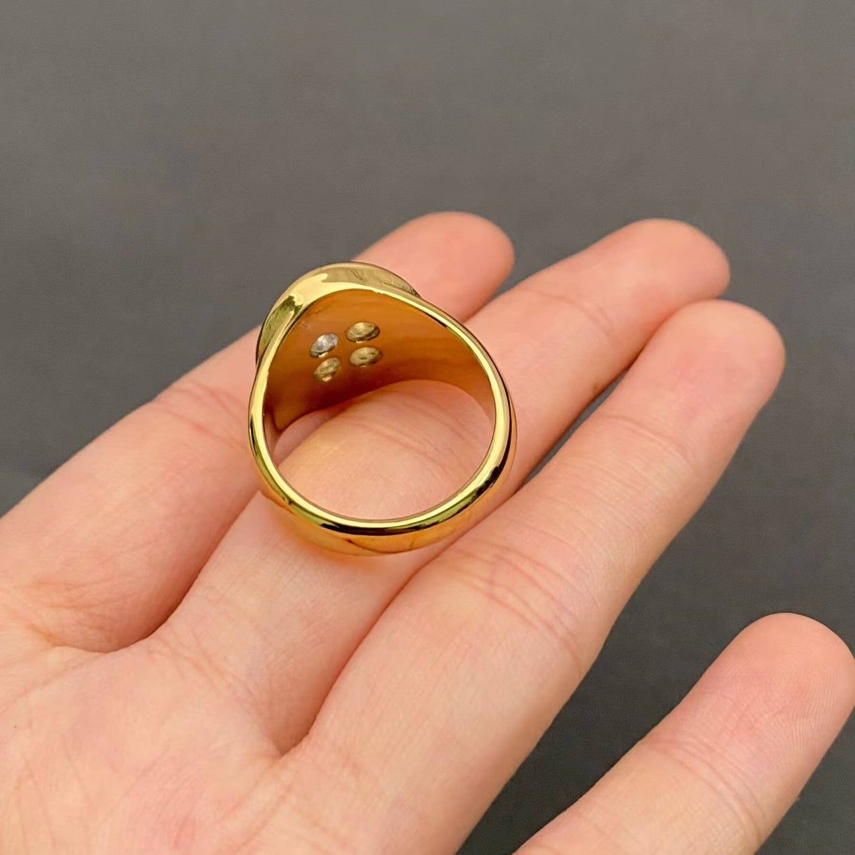 Button-Shape Two-Tone 18K Gold-Plated Ring