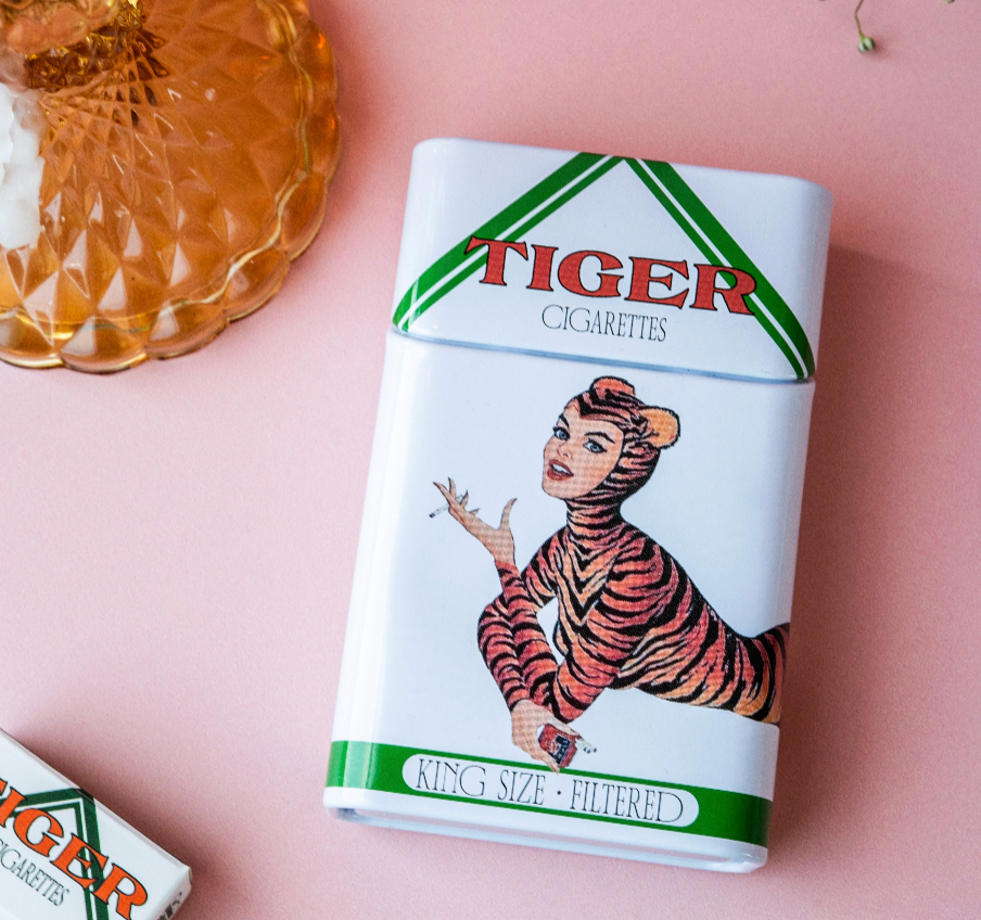 Vintage Inspired Tiger Tin Accessory Case