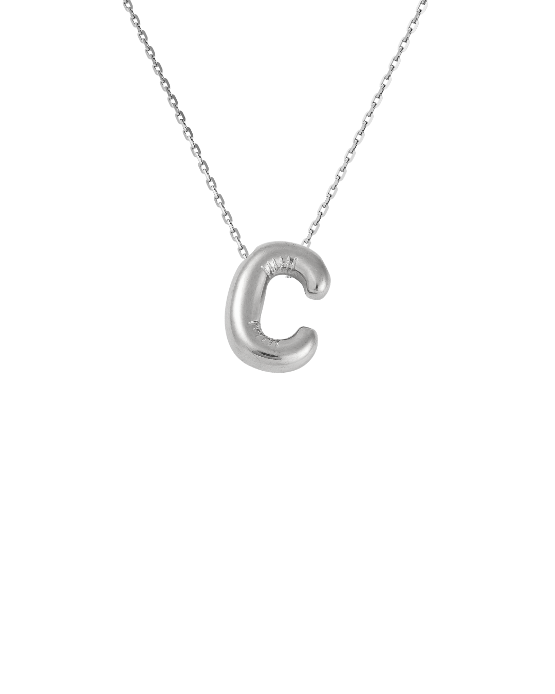 Silver Bubble Letter Charm Necklace | Personalized Initial Jewelry