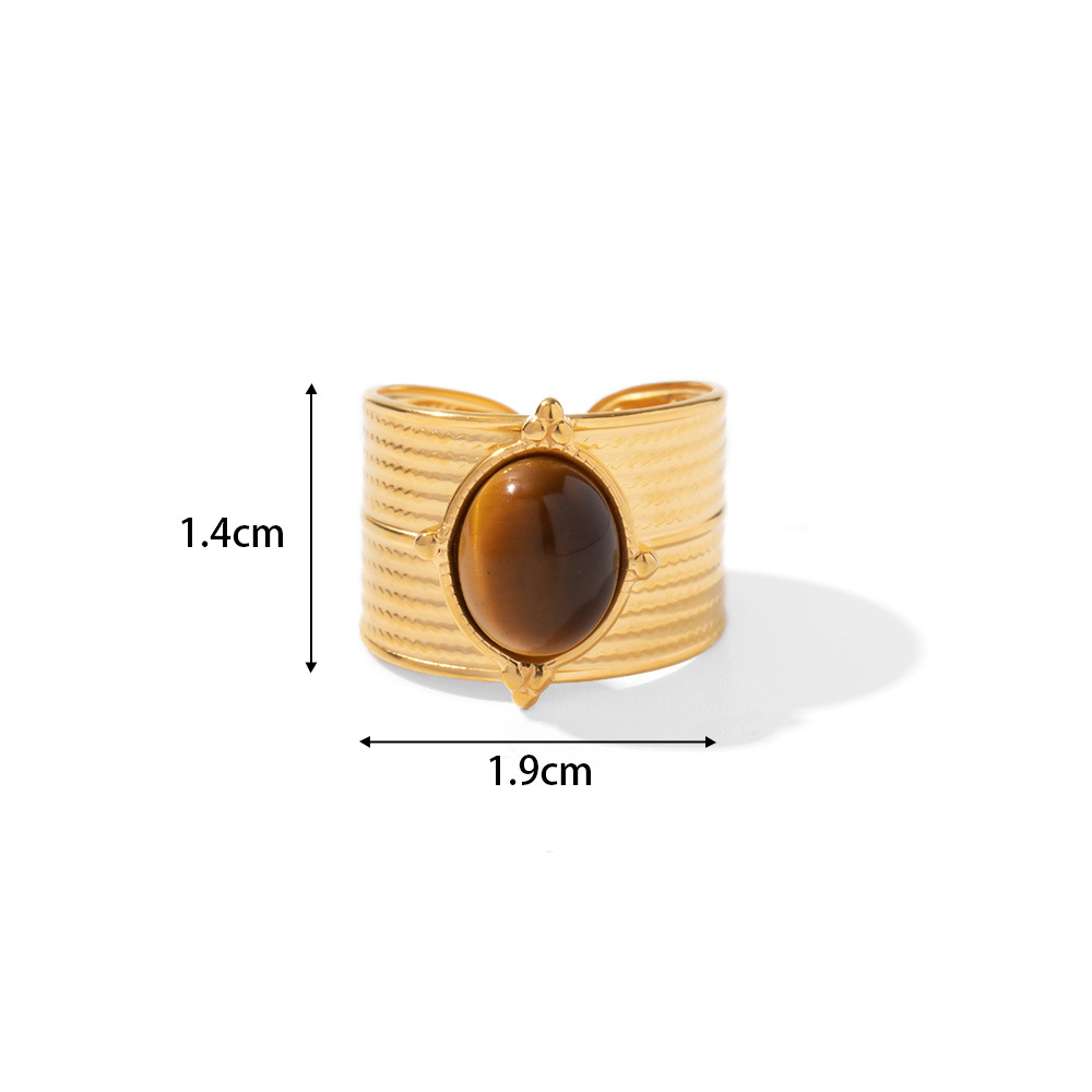 18K Gold-plated Stainless Steel Stone Rings