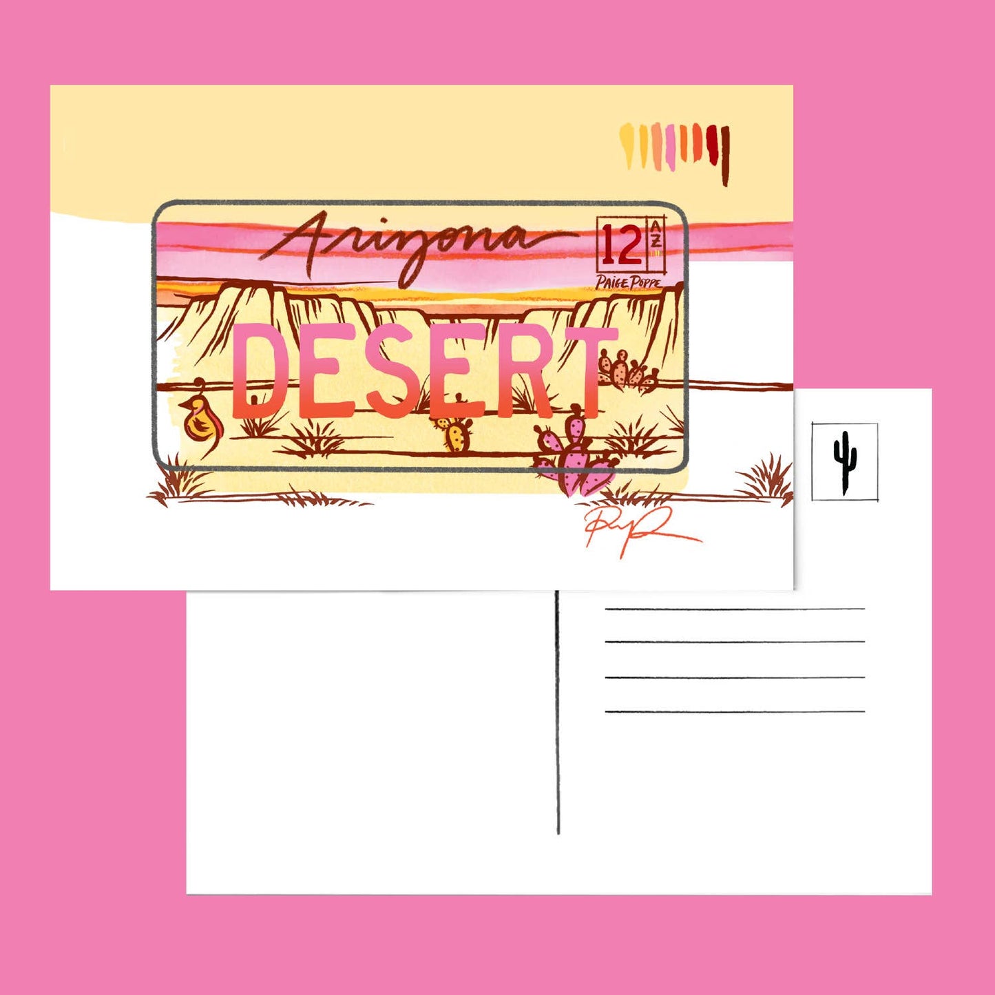 Arizona Desert License Plate Postcard