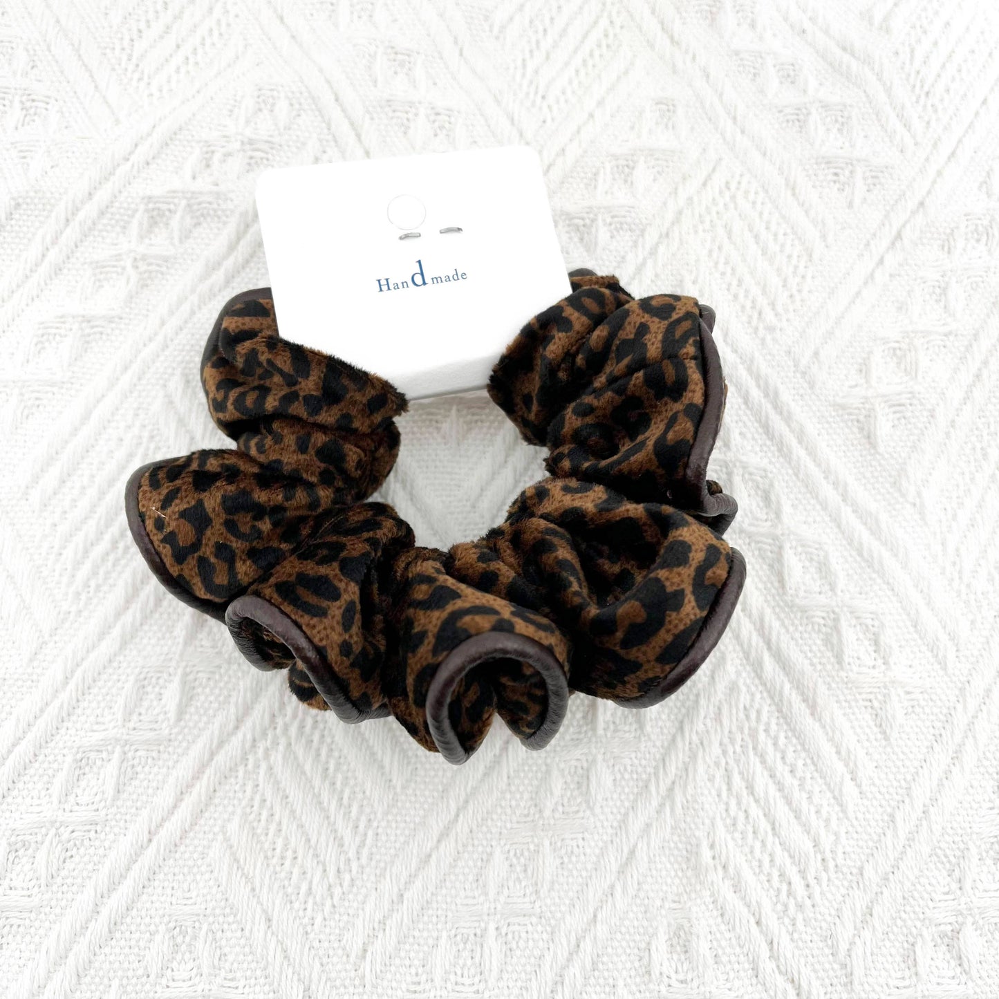 Oversized Leopard Print  Velvet & Leather Scrunchie
