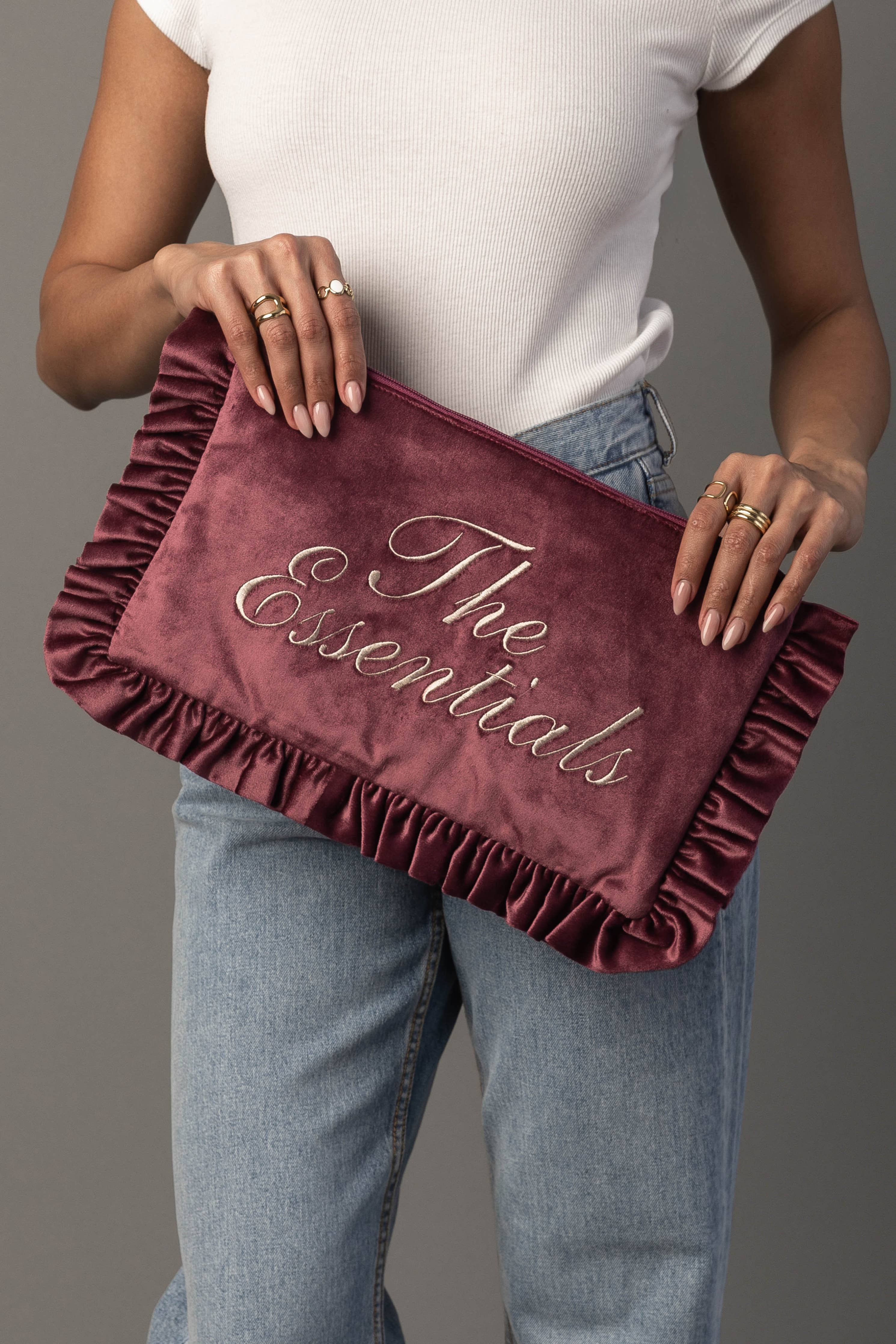"The Essentials" Mauve Ruffle Travel Pouch