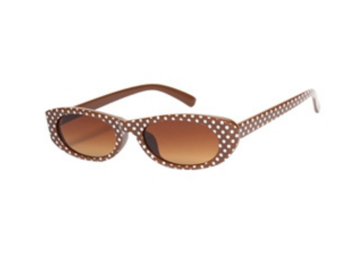 Oval Polka Dot Brown Sunglasses