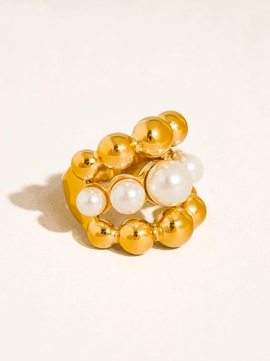 18K Gold Non-Tarnish Bubble Stacked Statement Ring