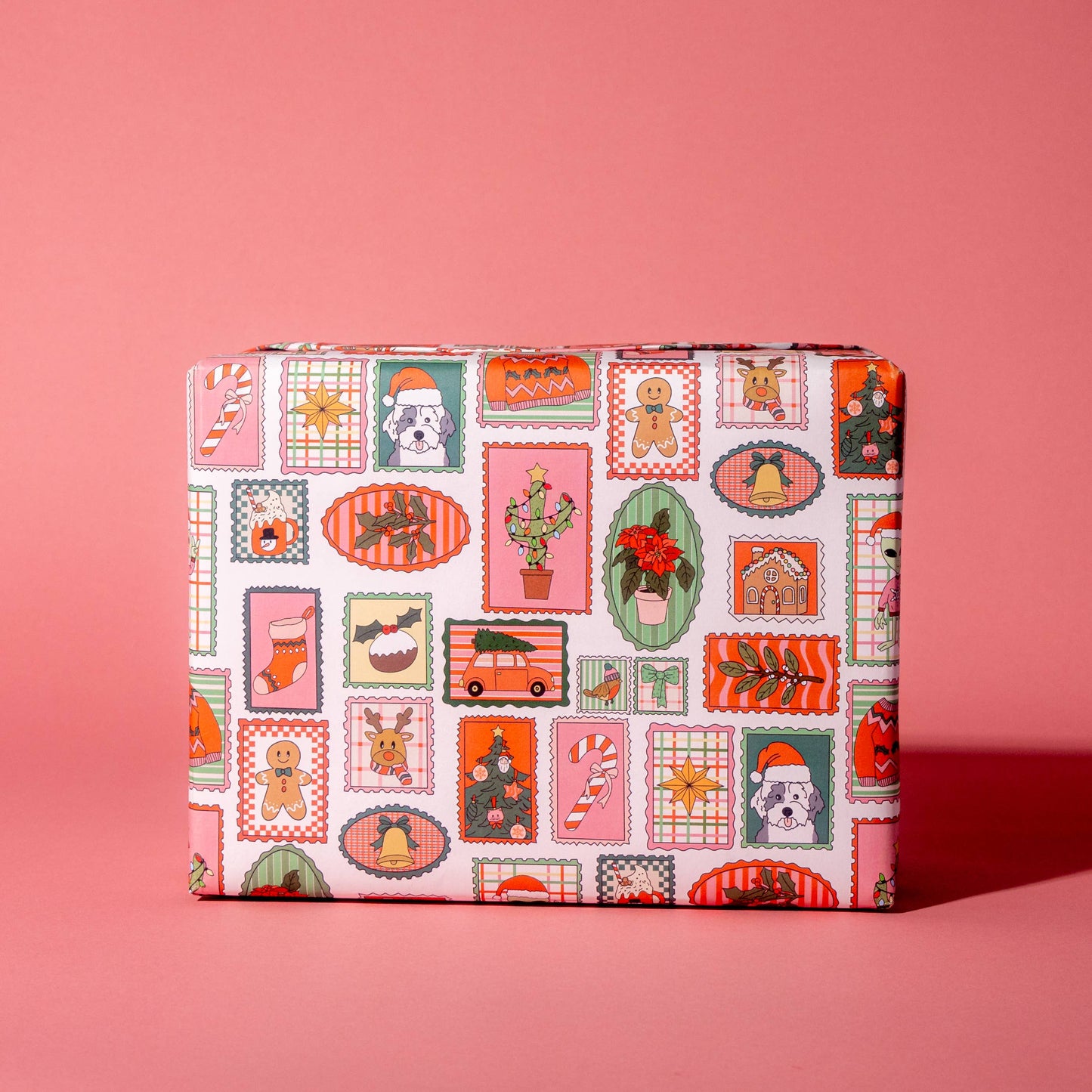 Holiday Stamp Print Gift Wrap Roll