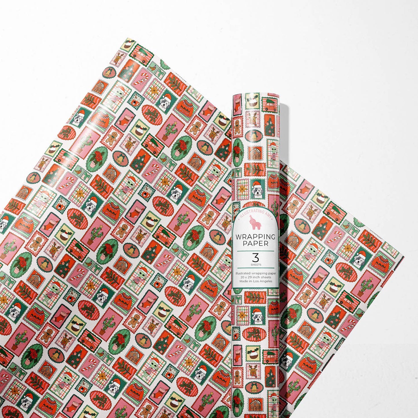 Holiday Stamp Print Gift Wrap Roll