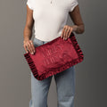 "Girly Things" Wine-Colored Ruffle Travel Pouch