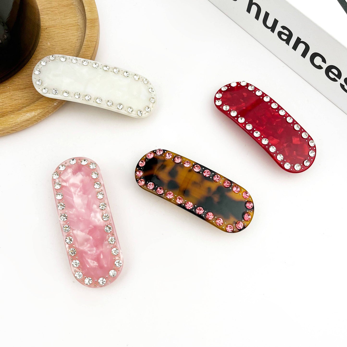 Rhinestone Oval Barrette Hair Clip
