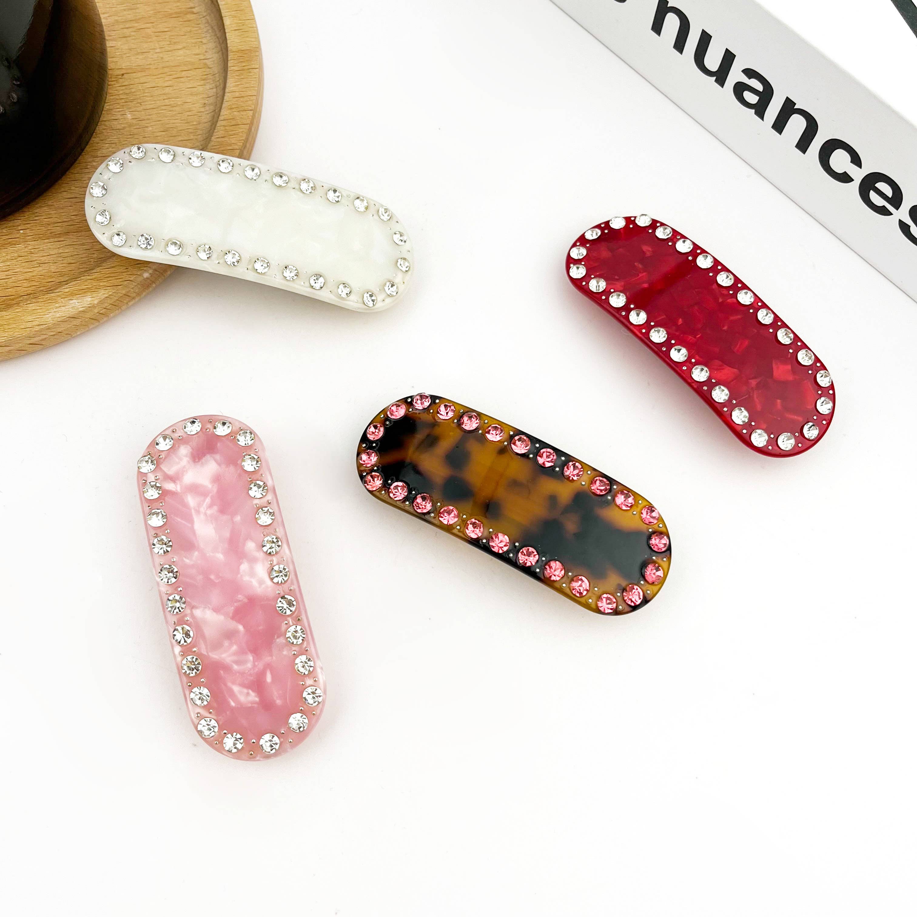Rhinestone Oval Barrette Hair Clip