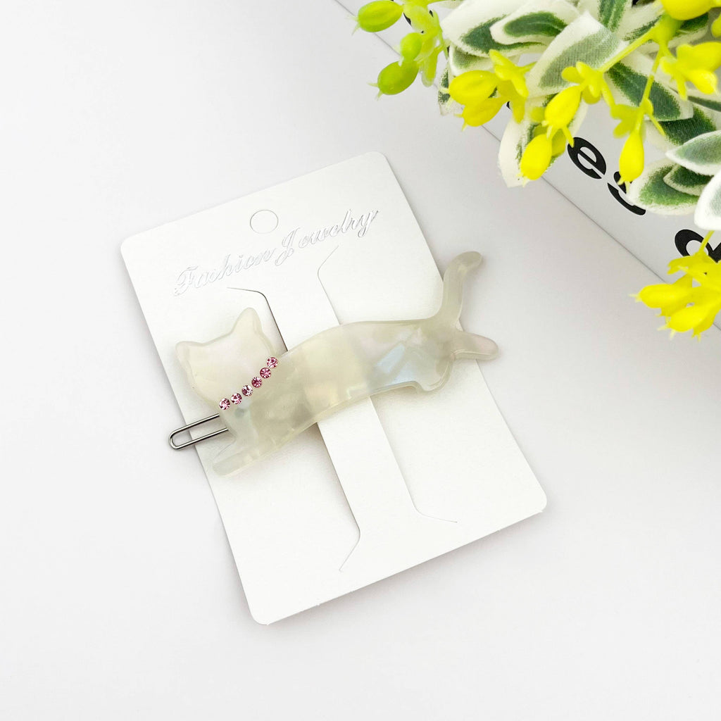 Crystal Cat Acetate Side Hair Clip