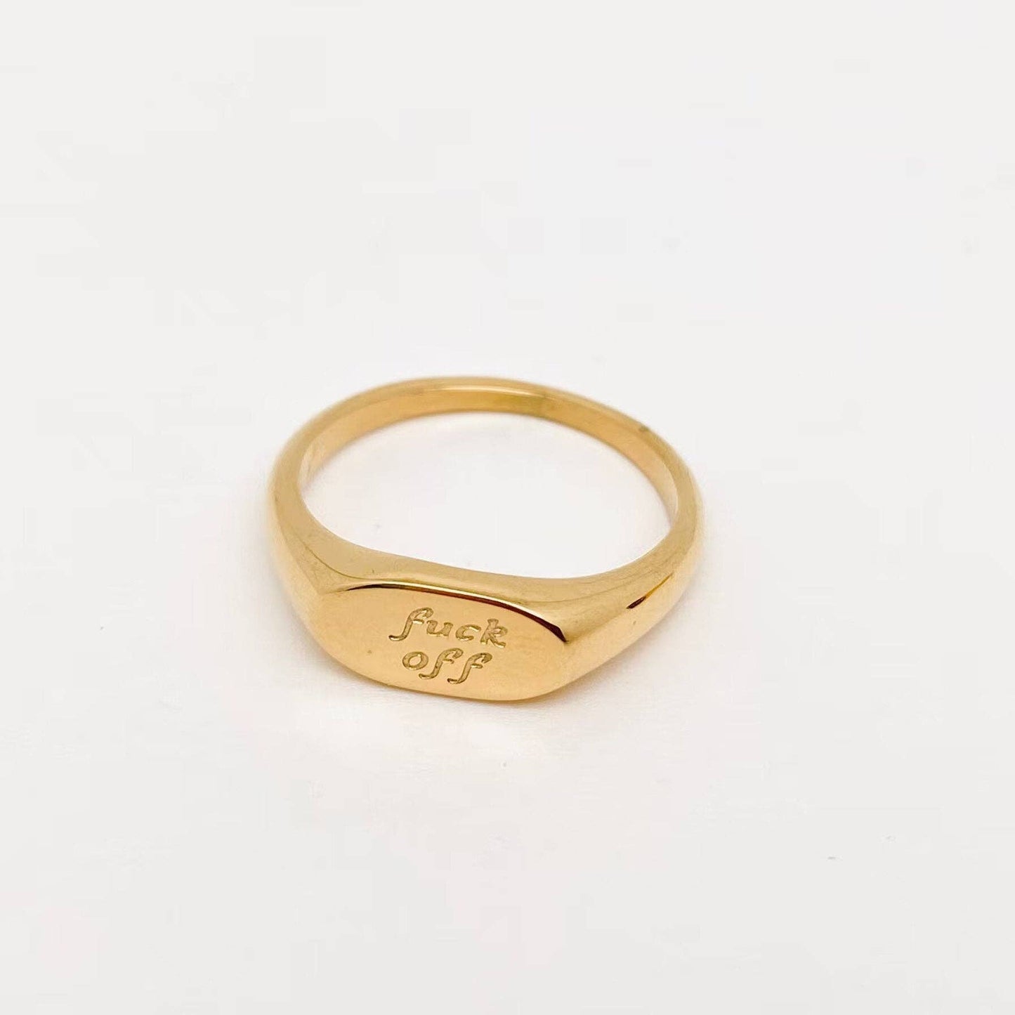 "Fuck" 18K Gold-Plated Stainless Steel Ring
