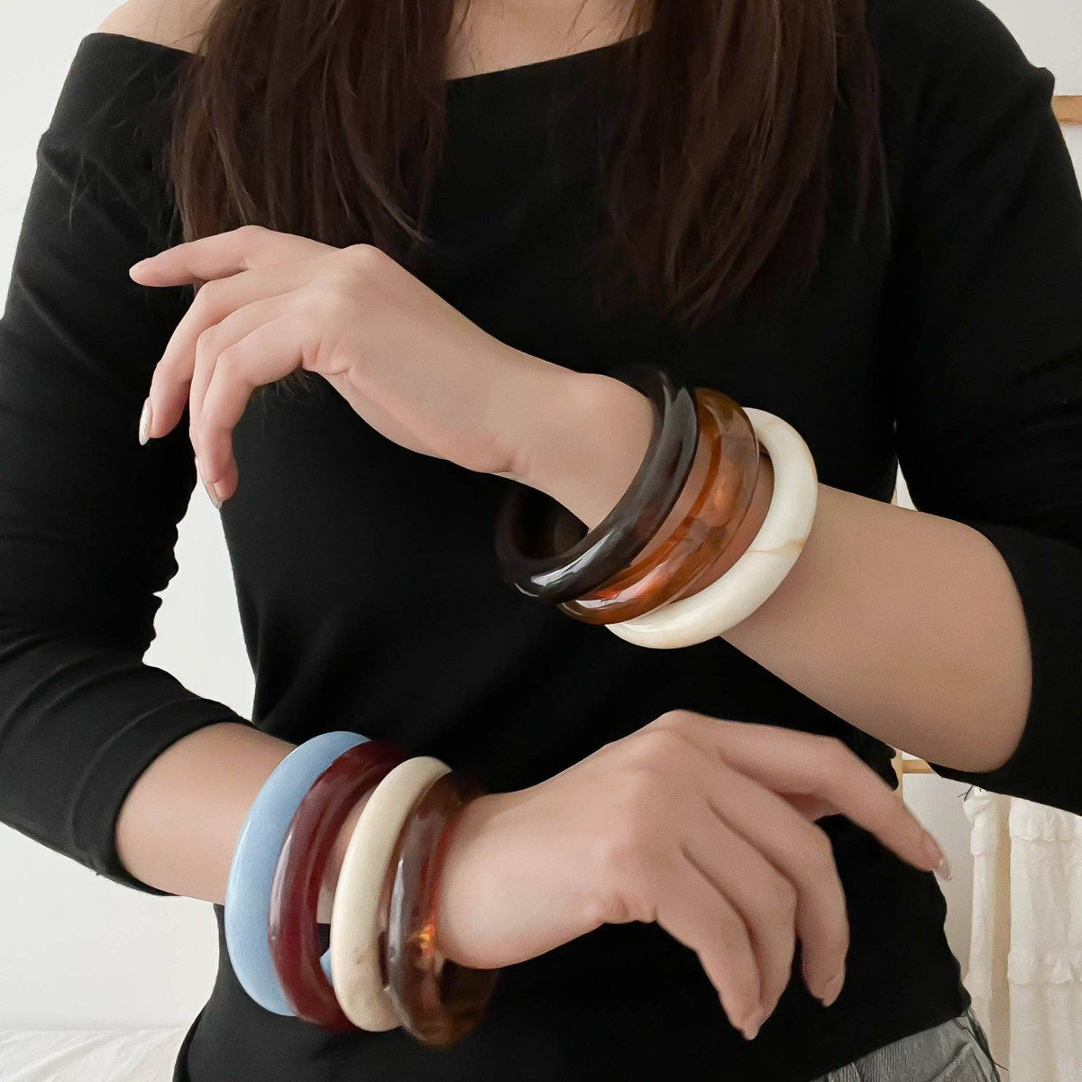 Wine Resin Stackable Bangle Bracelet