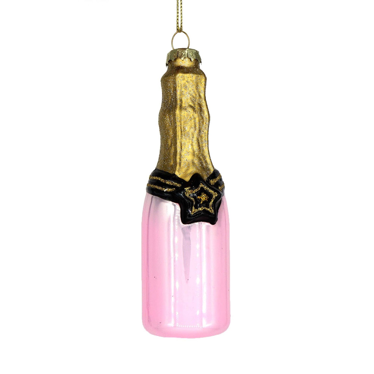 Hand-painted Pink Champagne Bottle Christmas Ornament