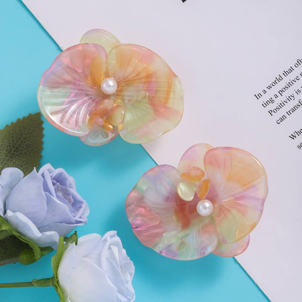 Mini Pastel Orchid Flower Hair Clip
