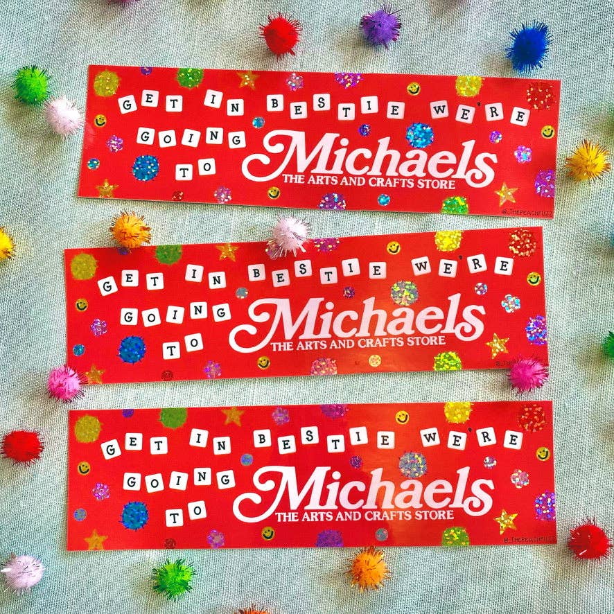 "Michaels Run Bestie" Glitter Bumper Sticker