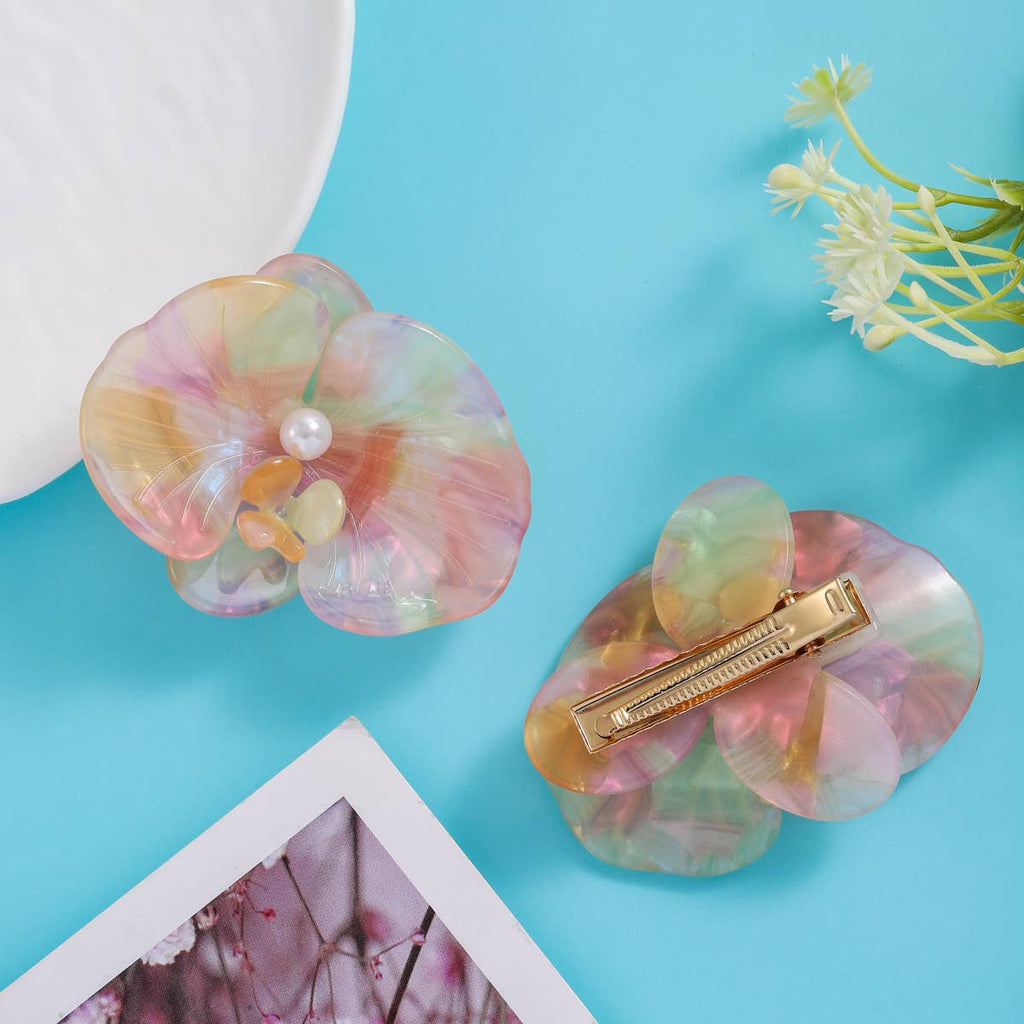Mini Pastel Orchid Flower Hair Clip