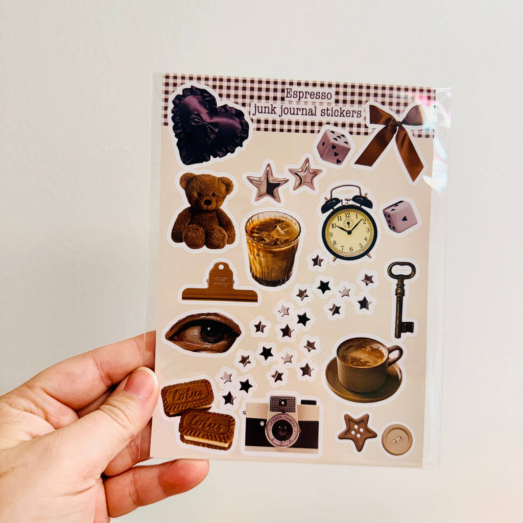 Espresso Junk Journal Sticker Sheet