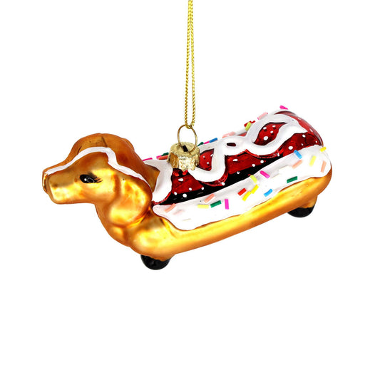 Hand-painted Dessert Weiner Dog Ornament