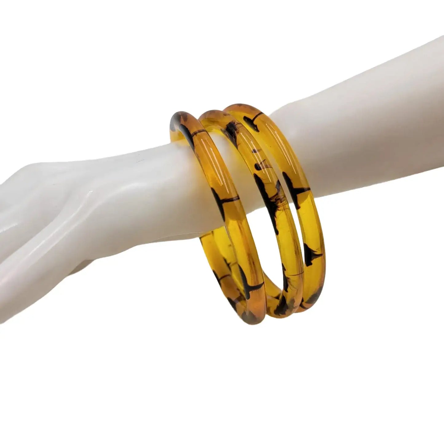 Translucent Amber Lucite Resin Bangle Set
