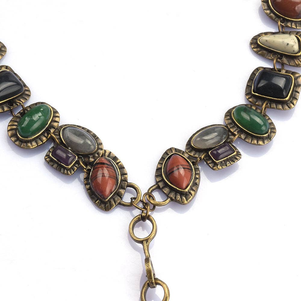 Vintage Multi-Color Gemstone Pendant Necklace