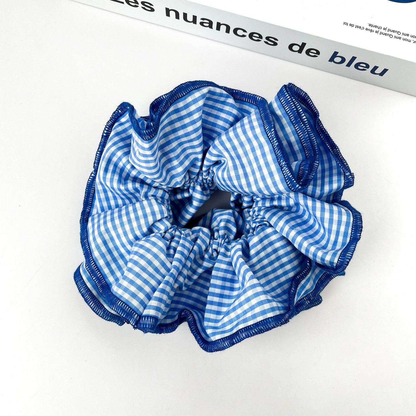 Handmade Retro Double-Layered Two-Tone Plaid Hair Scrunchie Tie