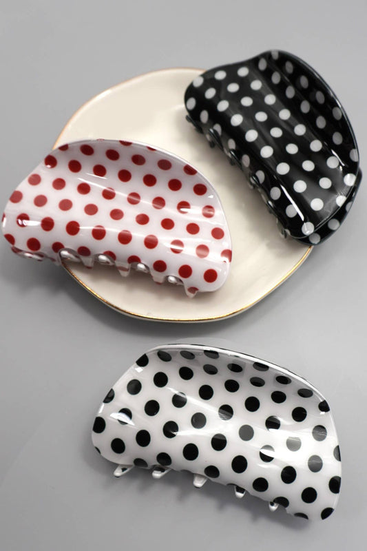 Crescent Polka Dot Hair Claw Clip