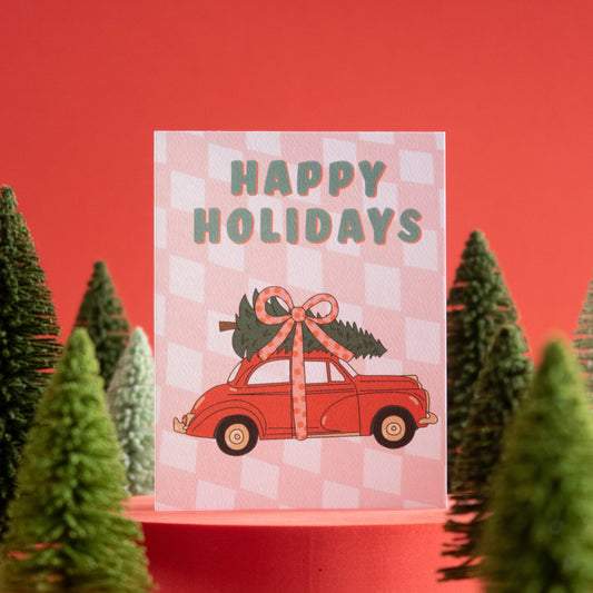 Holiday Car Checkerboard Card