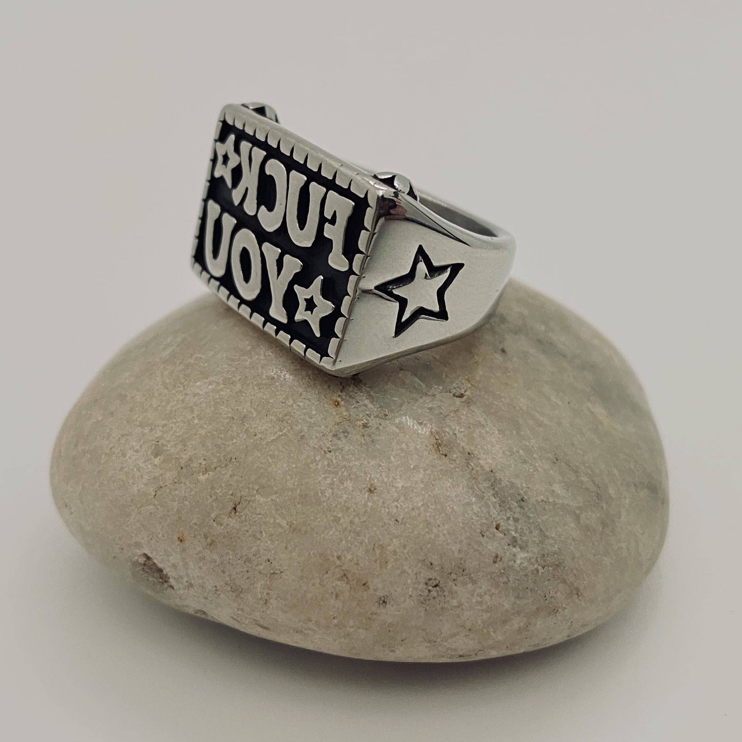 Stainless Steel Reversion "Fuck You" Ring