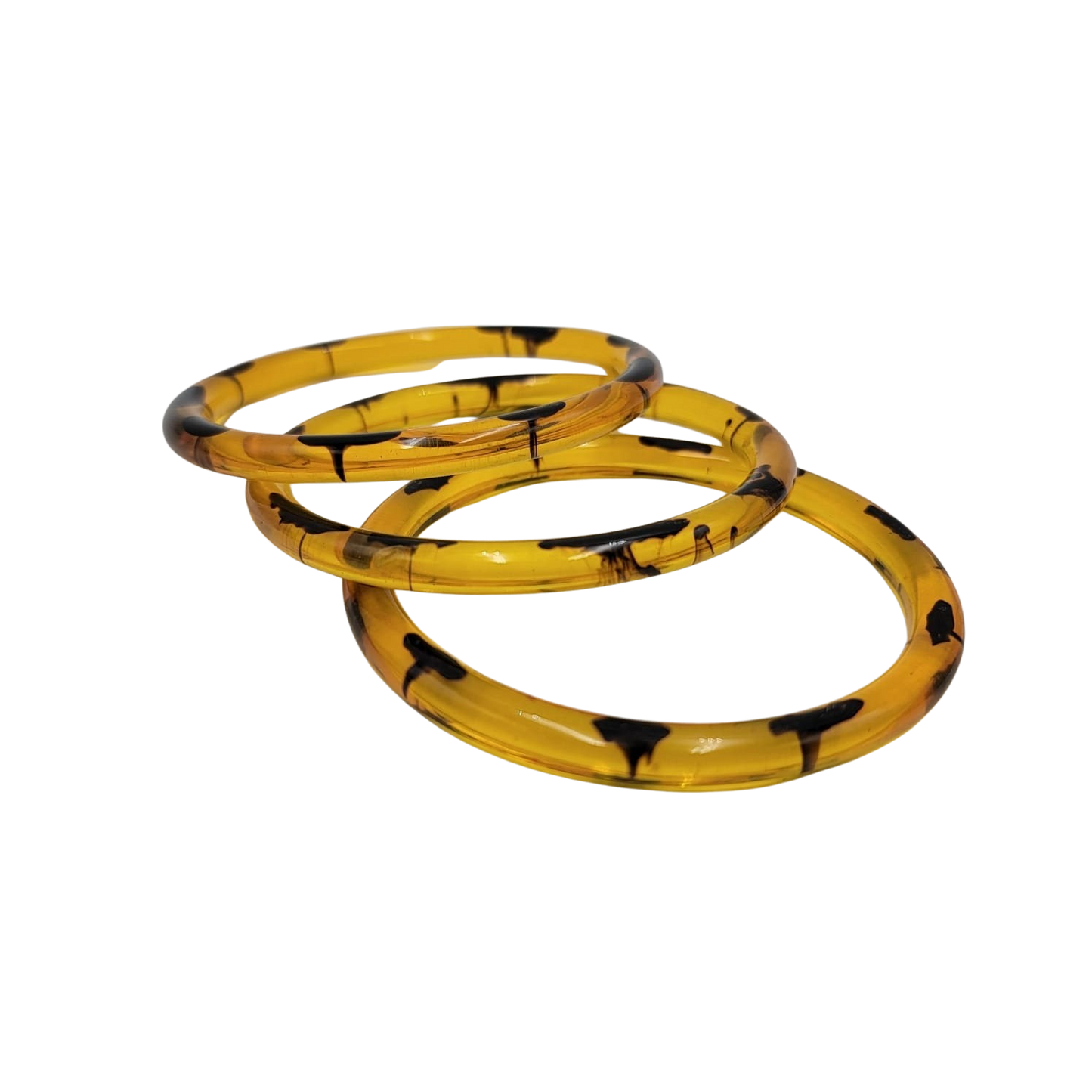 Translucent Amber Lucite Resin Bangle Set