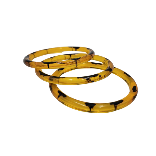 Translucent Amber Lucite Resin Bangle Set