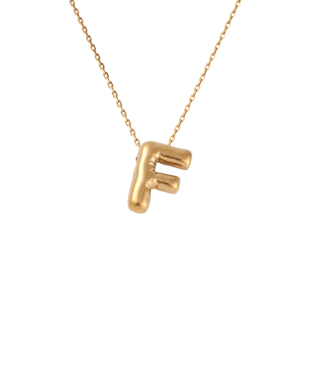 Gold Bubble Letter Charm Necklace | Personalized Initial Jewelry