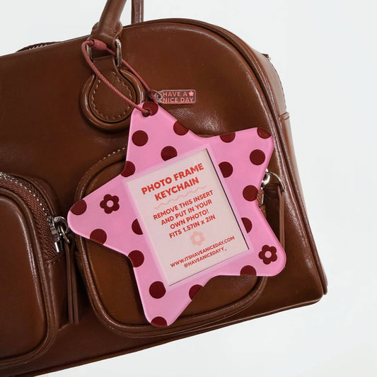 Polka Dot Star Photo Frame Keychain