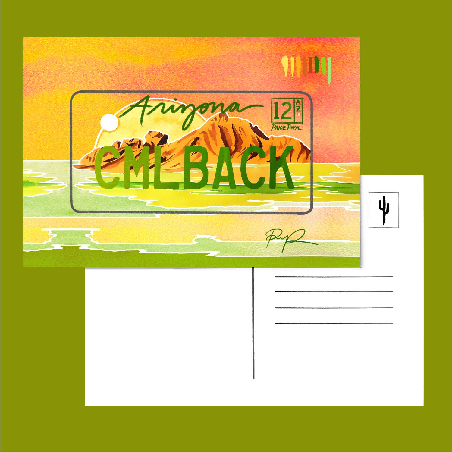 Arizona Desert License Plate Postcard