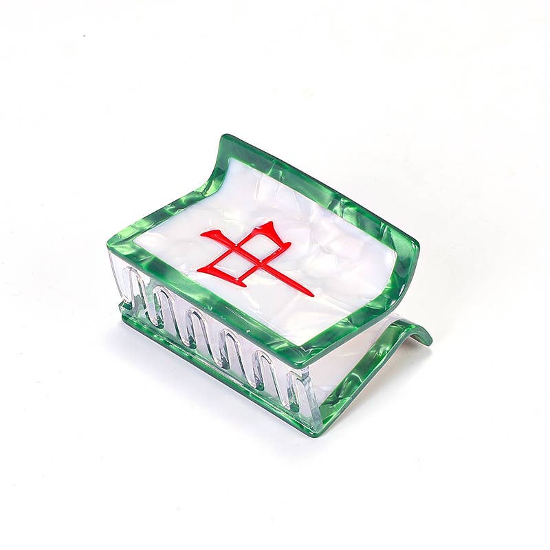 "Red Dragon" Mahjong Tile-Shaped Hair Clip