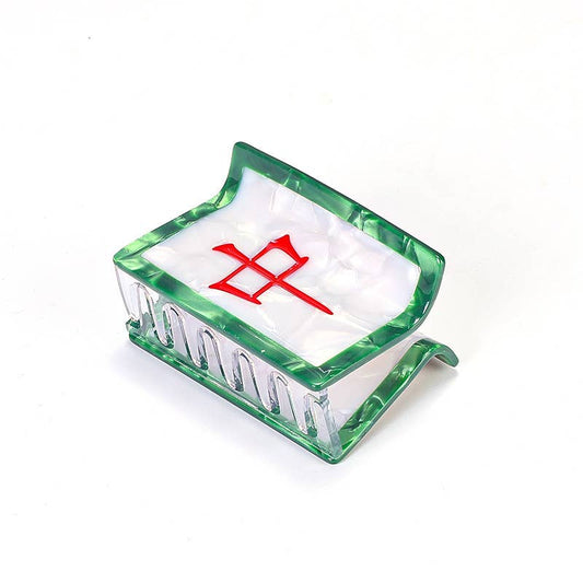 "Red Dragon" Mahjong Tile-Shaped Hair Clip