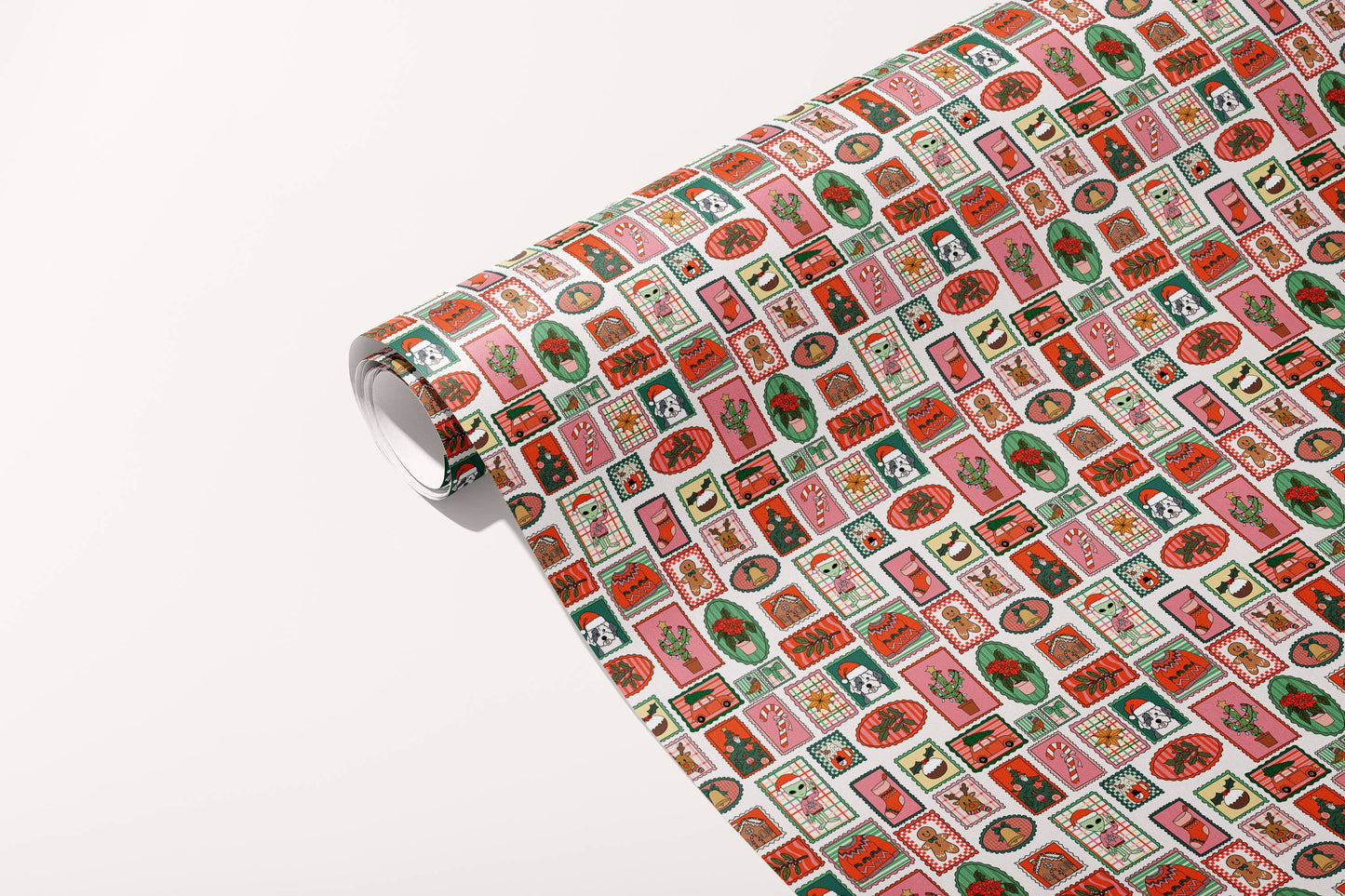 Holiday Stamp Print Gift Wrap Roll