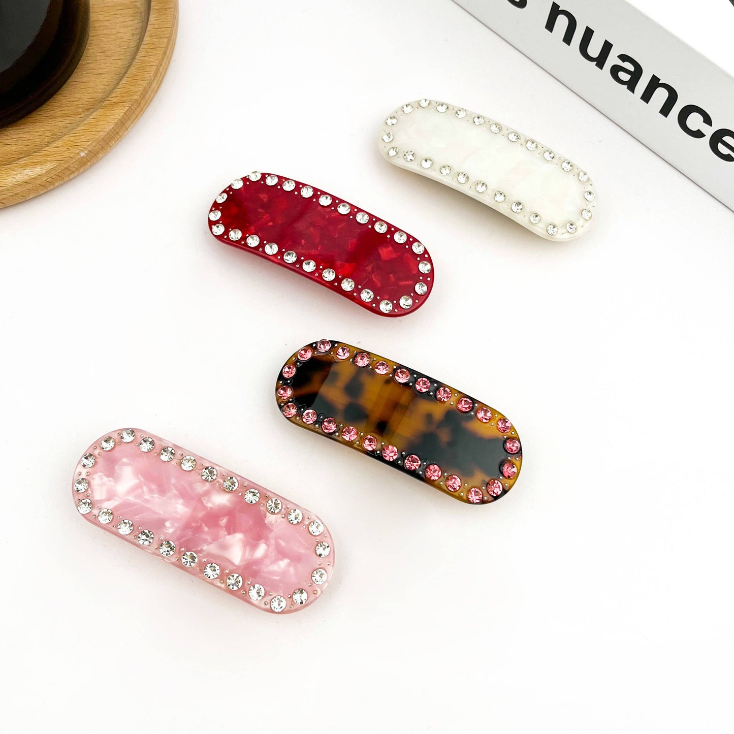 Rhinestone Oval Barrette Hair Clip