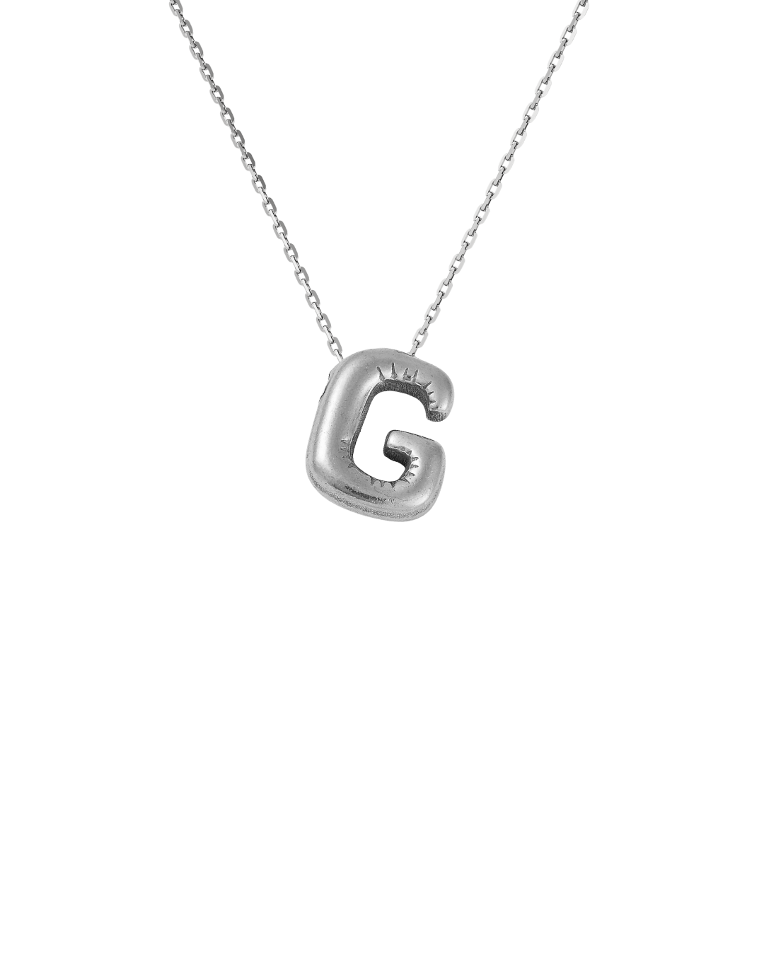 Silver Bubble Letter Charm Necklace | Personalized Initial Jewelry