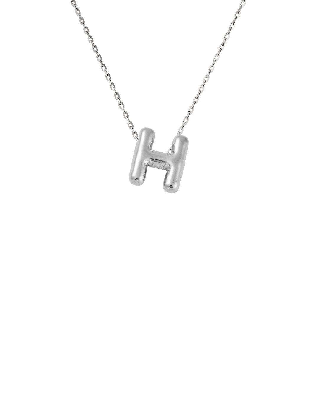 Silver Bubble Letter Charm Necklace | Personalized Initial Jewelry
