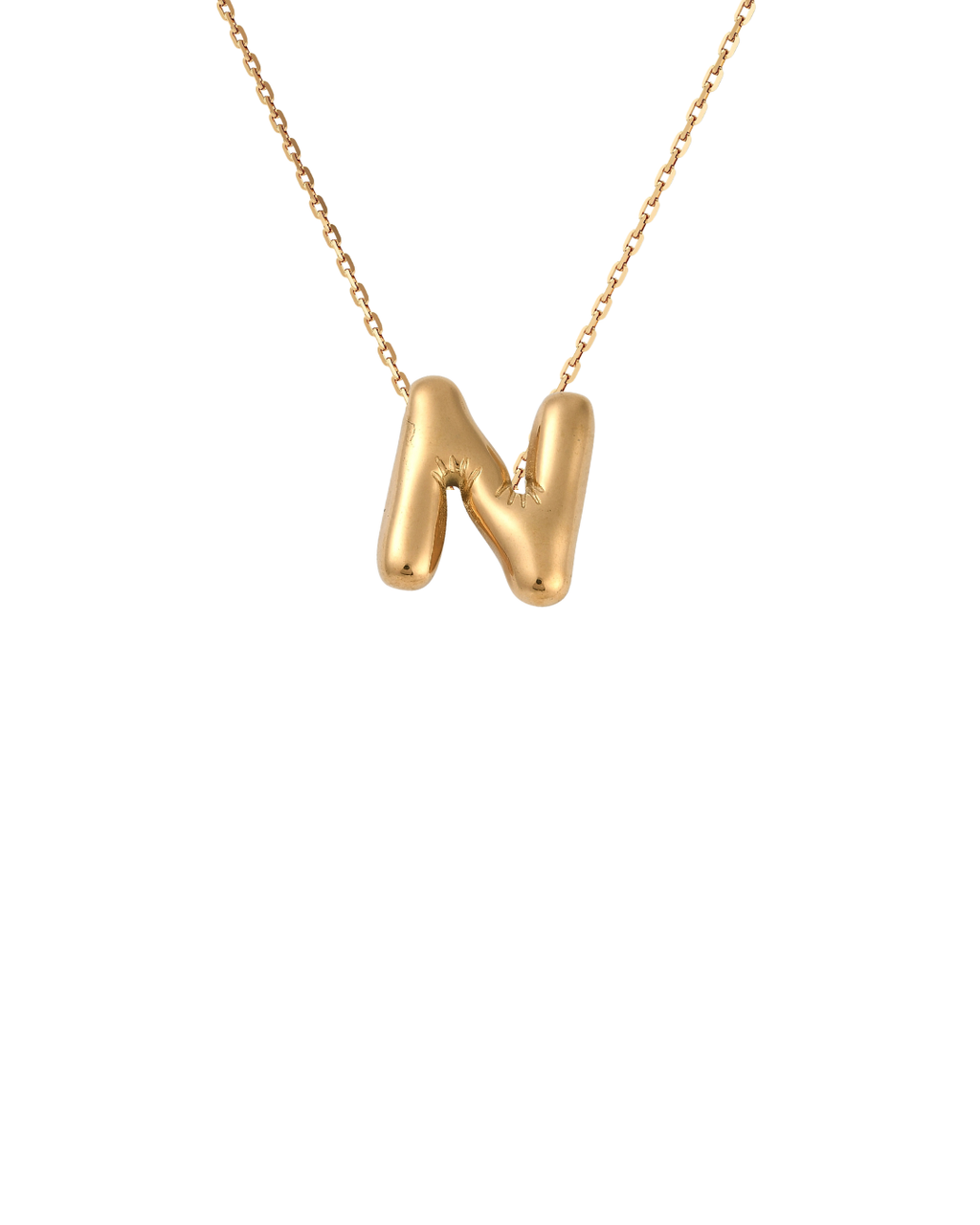 Gold Bubble Letter Charm Necklace | Personalized Initial Jewelry